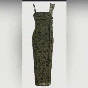 Shein Long Mesh Dress with Velvety Flowers - size 6